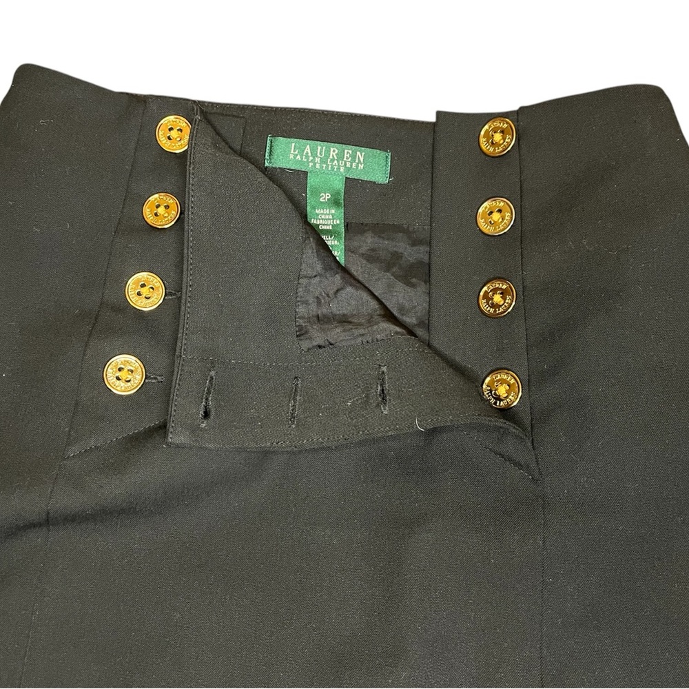 Ralph Lauren Black Petite Skirt with Gold Buttons
